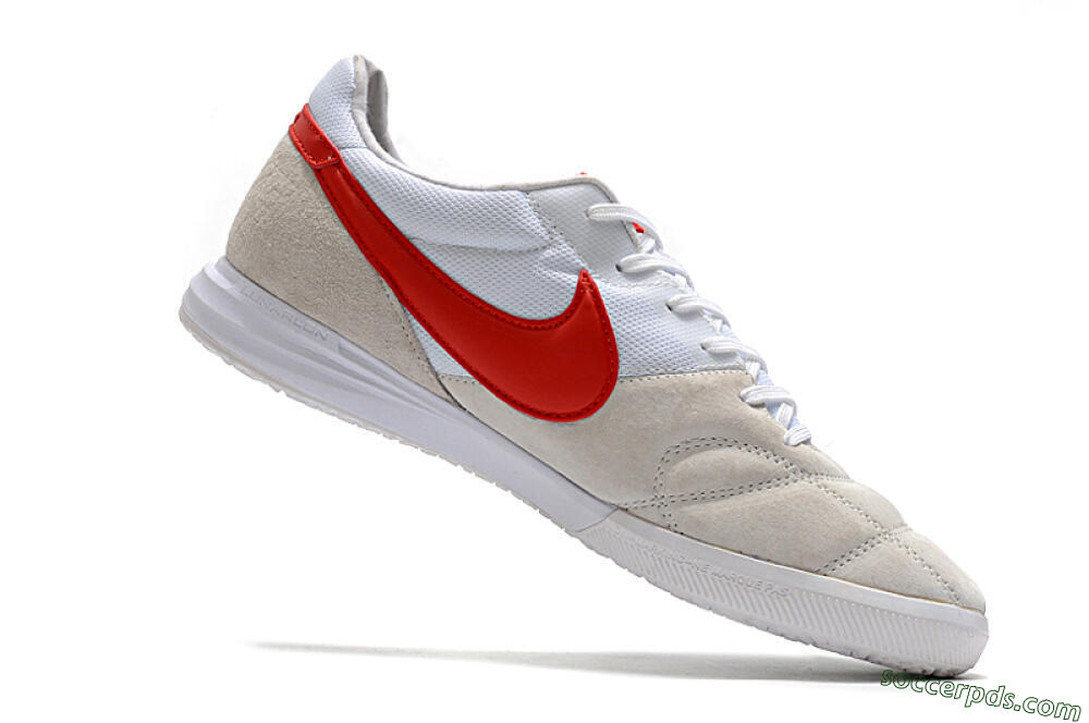 Nike Premier 2 Sala IC Low-Tops Football Shoes - Grey/White/Red 4