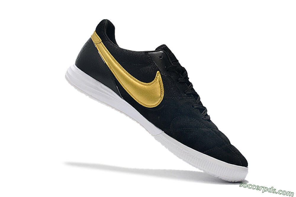 Nike Premier 2 Sala IC Low-Tops Football Shoes - Black/Gold/White 7