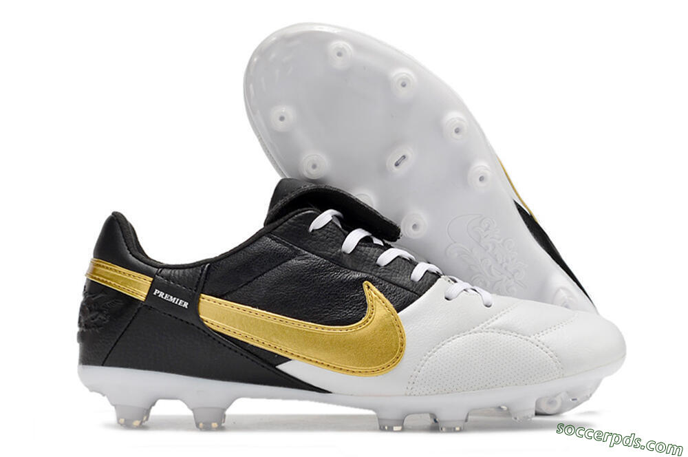 Nike The Premier 3 FG Low-Tops Football Boots - White/Gold/Black 1