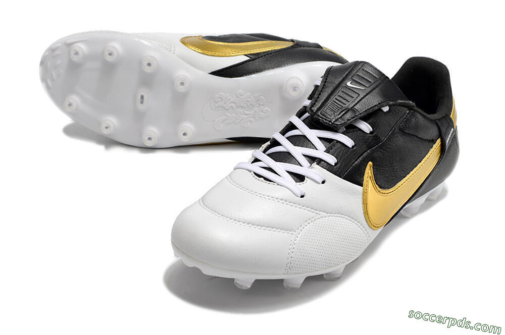Nike The Premier 3 FG Low-Tops Football Boots - White/Gold/Black 3