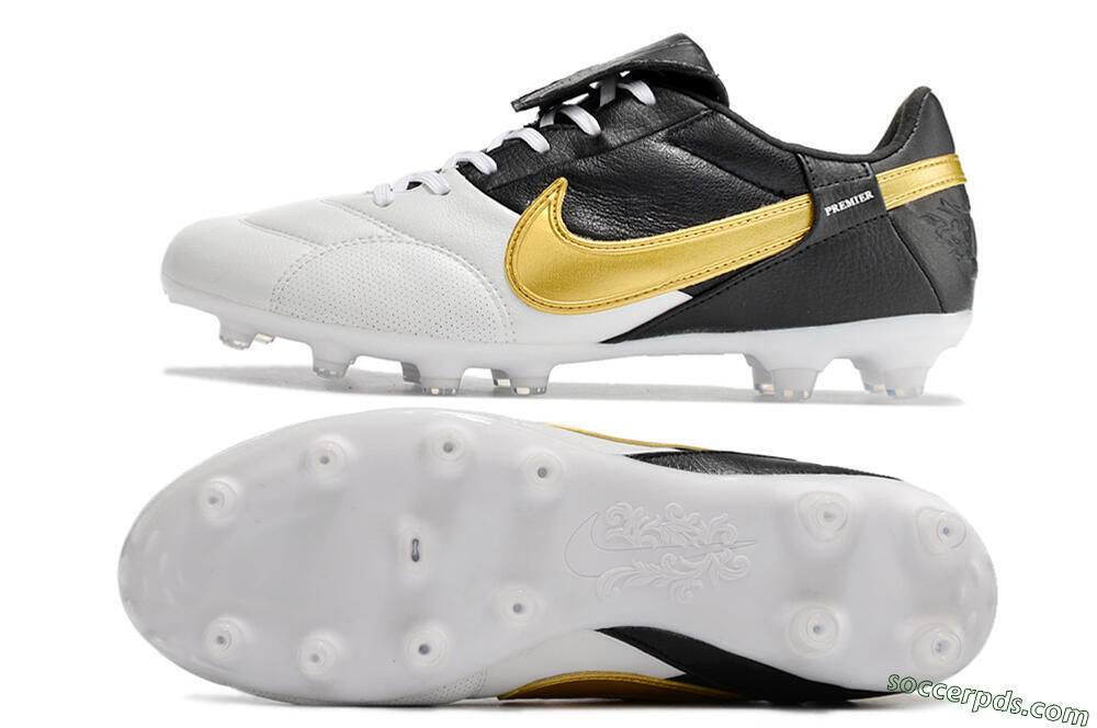 Nike The Premier 3 FG Low-Tops Football Boots - White/Gold/Black 0