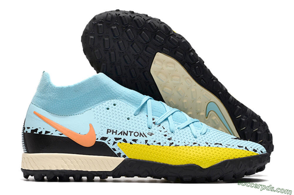 Nike Phantom GT Pro TF High-Tops Football Shoes - Blue/Yellow/Pink 1