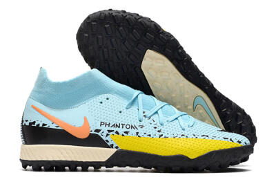 Nike Phantom GT Pro TF High-Tops Football Shoes - Blue/Yellow/Pink