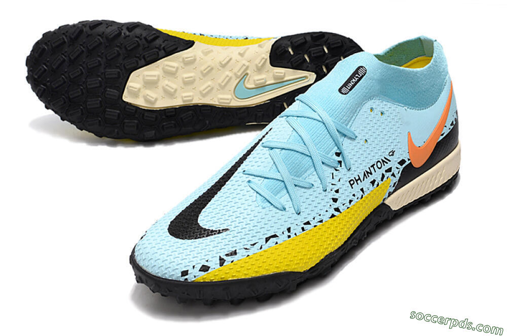 Nike Phantom GT Pro TF High-Tops Football Shoes - Blue/Yellow/Pink 3