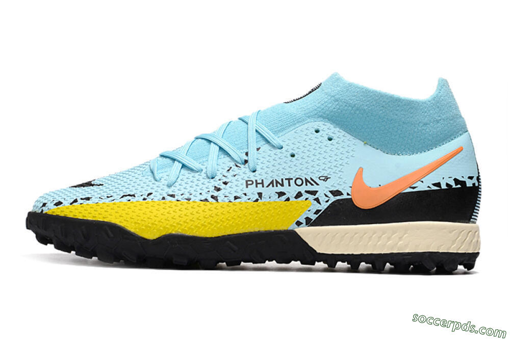 Nike Phantom GT Pro TF High-Tops Football Shoes - Blue/Yellow/Pink 2