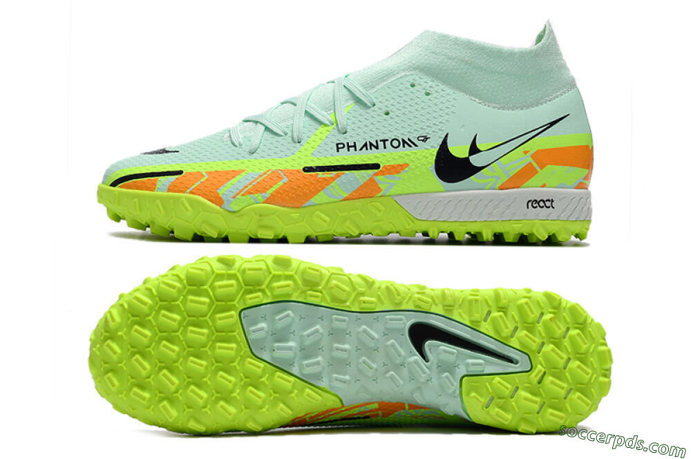 Nike Phantom GT Pro TF High-Tops Football Shoes - Jade/Yellow/Orange/Black 0