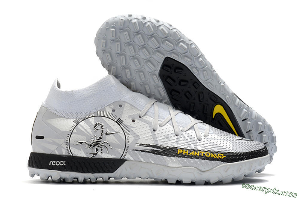 Nike Phantom GT Pro TF High-Tops Football Shoes - Silver/Black/Yellow 1