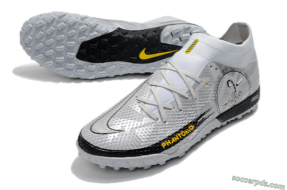 Nike Phantom GT Pro TF High-Tops Football Shoes - Silver/Black/Yellow 3
