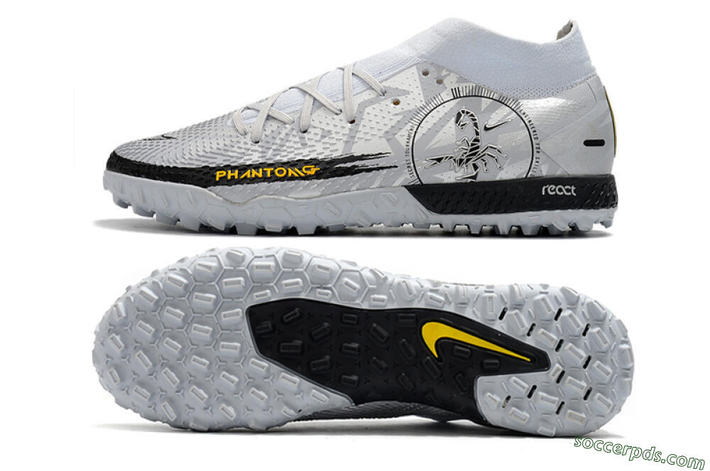 Nike Phantom GT Pro TF High-Tops Football Shoes - Silver/Black/Yellow 0
