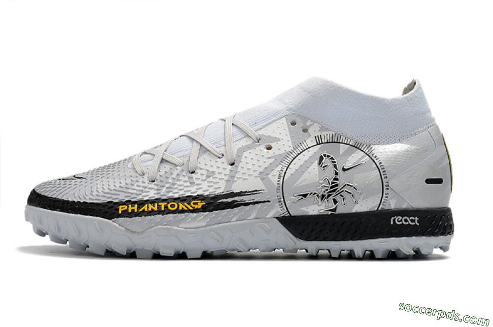 Nike Phantom GT Pro TF High-Tops Football Shoes - Silver/Black/Yellow 2