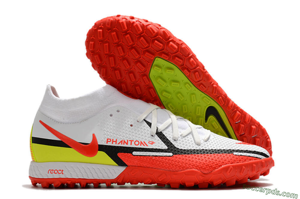 Nike Phantom GT Pro TF High-Tops Football Shoes - White/Black/Red/Yellow 1