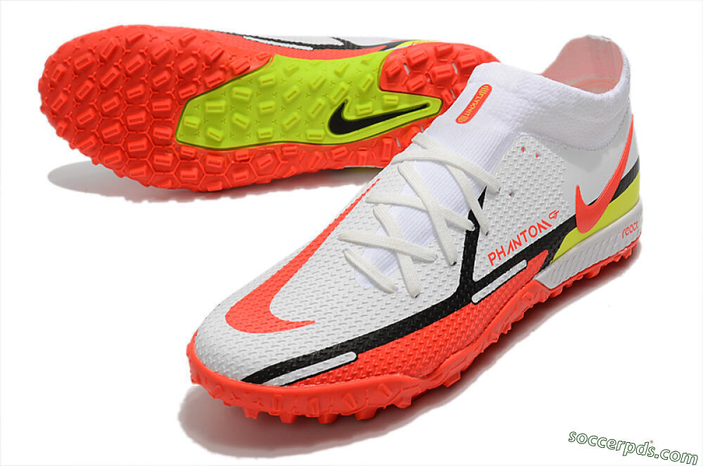 Nike Phantom GT Pro TF High-Tops Football Shoes - White/Black/Red/Yellow 3
