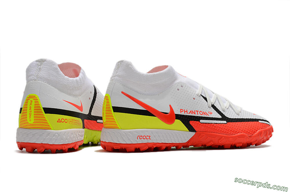 Nike Phantom GT Pro TF High-Tops Football Shoes - White/Black/Red/Yellow 6