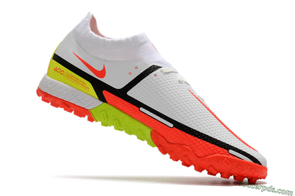 Nike Phantom GT Pro TF High-Tops Football Shoes - White/Black/Red/Yellow 4