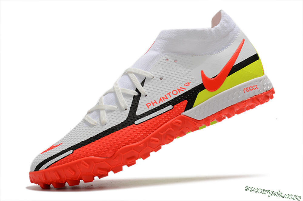 Nike Phantom GT Pro TF High-Tops Football Shoes - White/Black/Red/Yellow 5