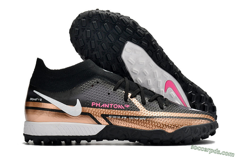 Nike Phantom GT Pro TF High-Tops Football Shoes - Gold/Black/White 1