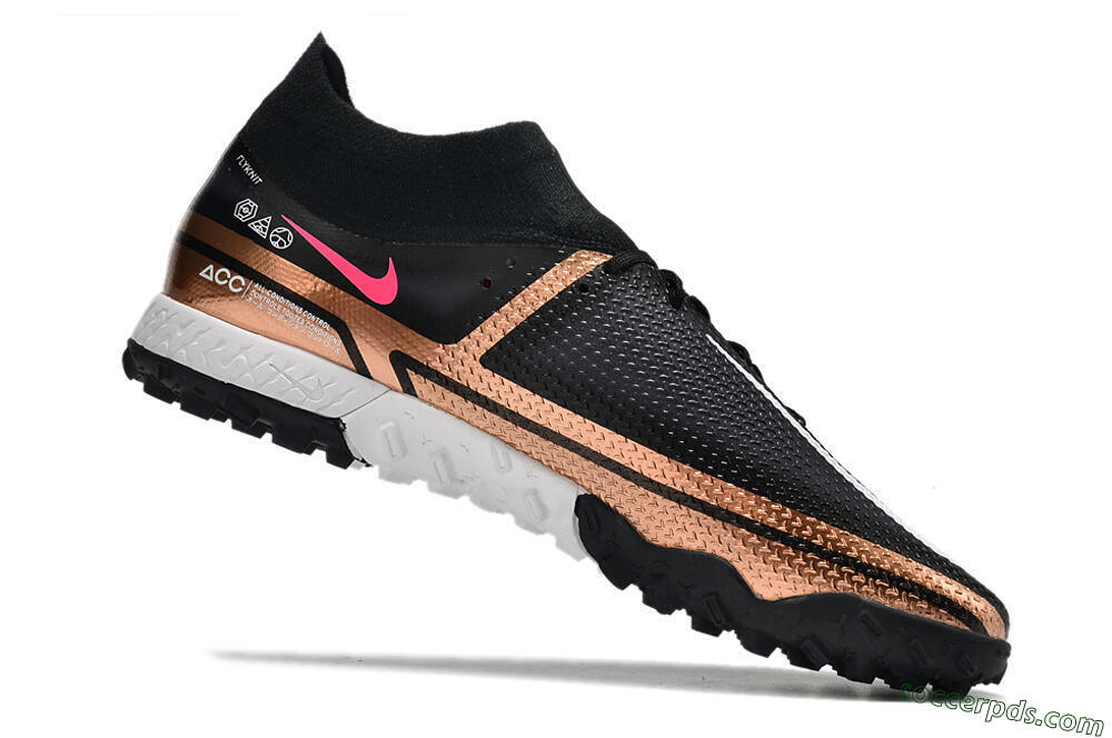 Nike Phantom GT Pro TF High-Tops Football Shoes - Gold/Black/White 4