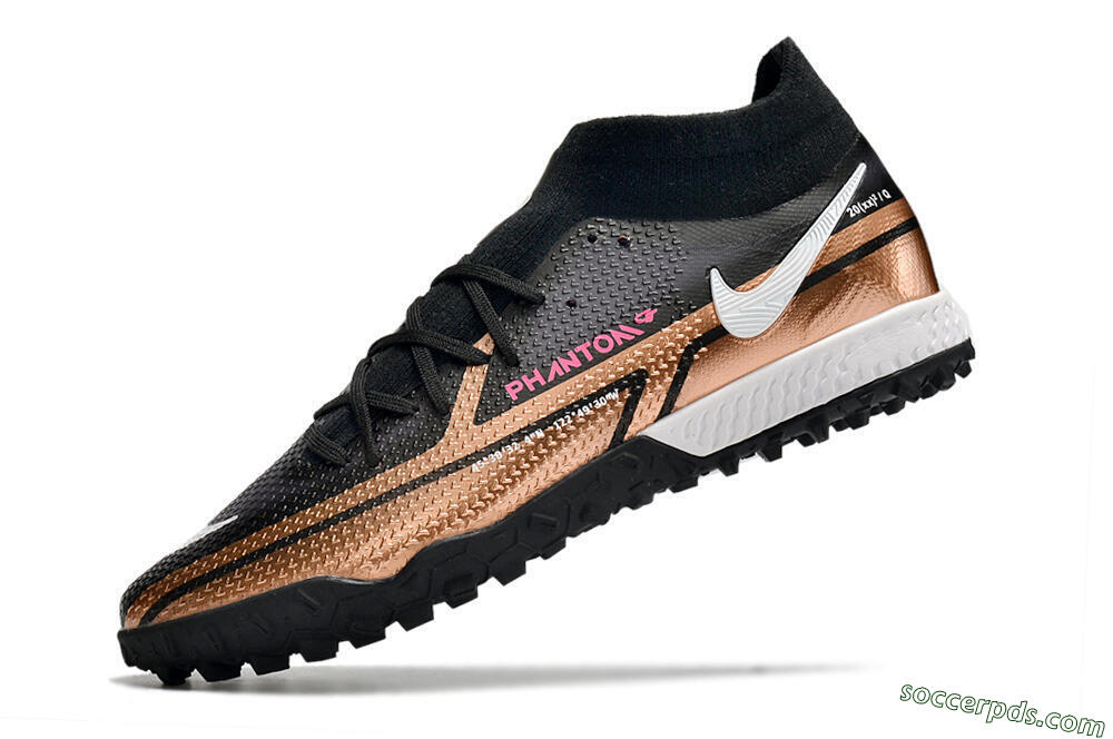Nike Phantom GT Pro TF High-Tops Football Shoes - Gold/Black/White 5
