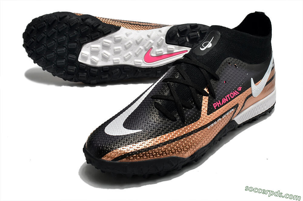 Nike Phantom GT Pro TF High-Tops Football Shoes - Gold/Black/White 3