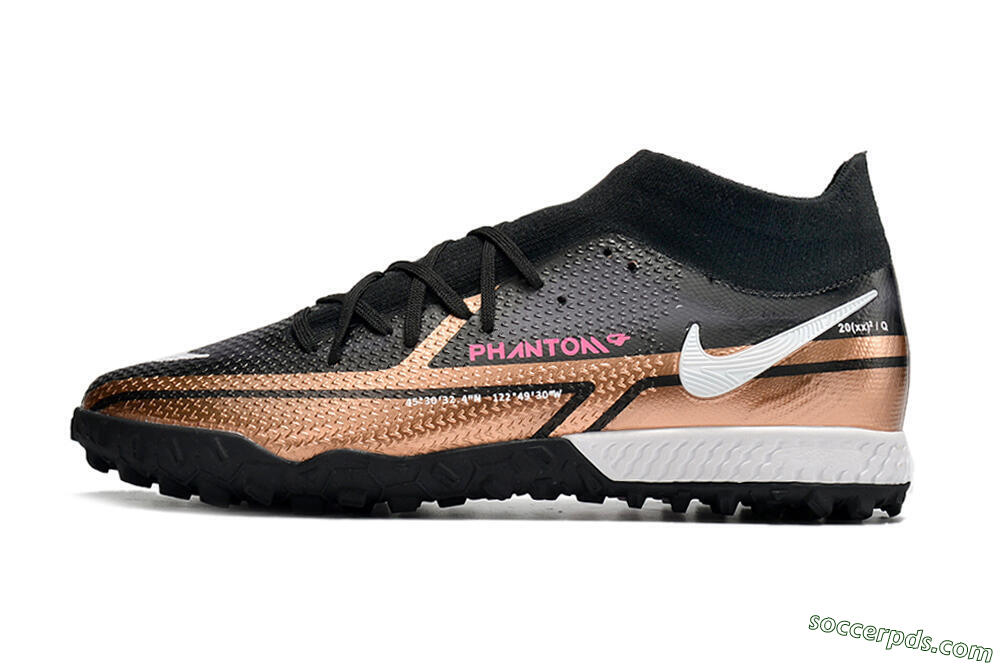 Nike Phantom GT Pro TF High-Tops Football Shoes - Gold/Black/White 2