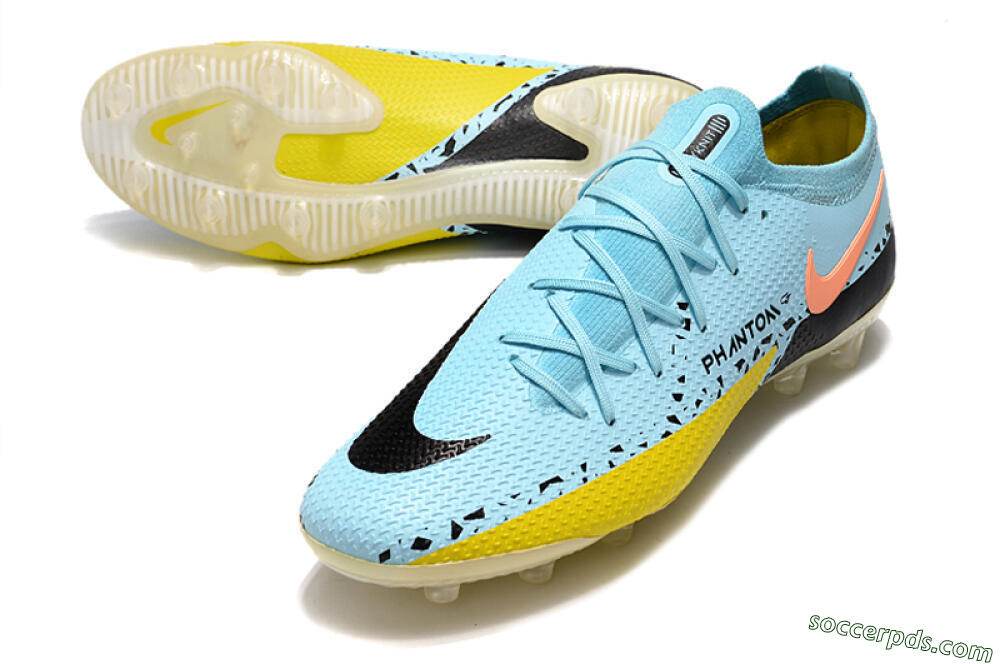 Nike Phantom GT Elite AG Low-Tops Football Boots - Blue/Yellow/Pink 3
