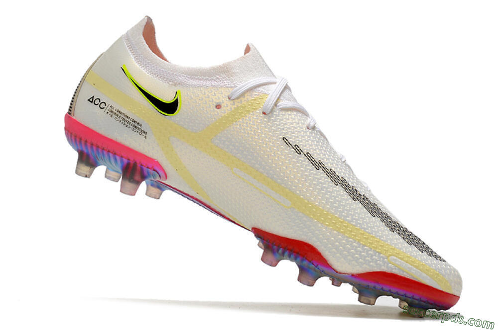 Nike Phantom GT Elite AG Low-Tops Football Boots - White/Gold/Black 4