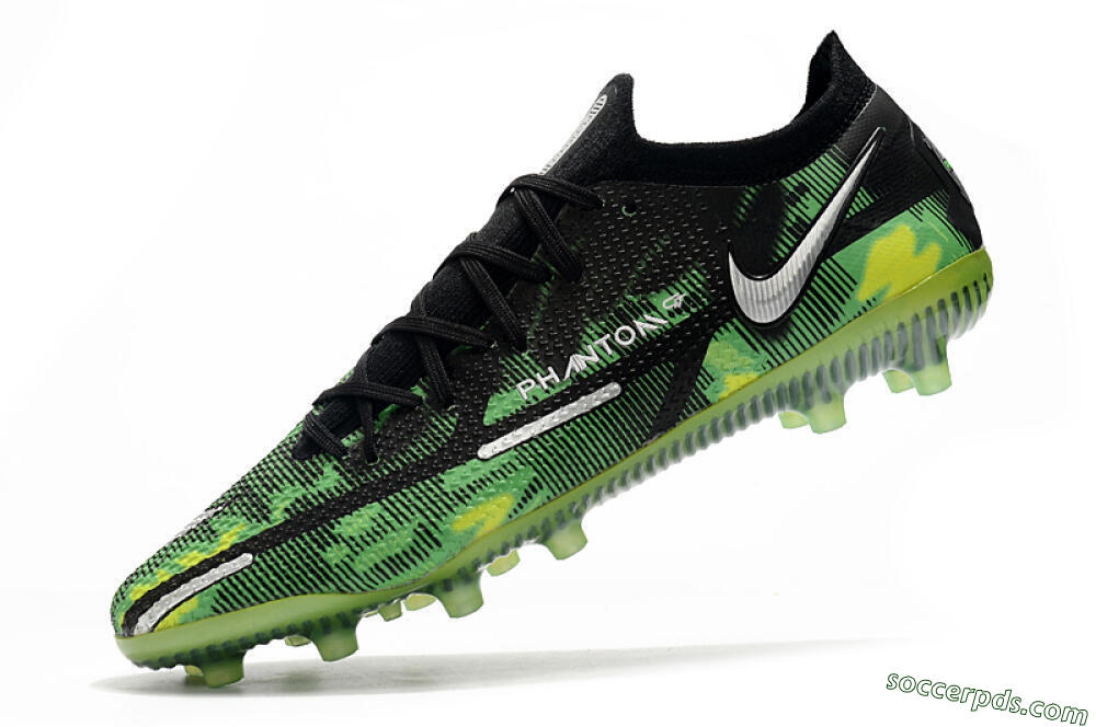 Nike Phantom GT Elite AG Low-Tops Football Boots - Green/Yellow/Black/Silver 4