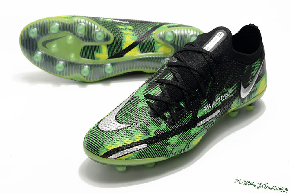 Nike Phantom GT Elite AG Low-Tops Football Boots - Green/Yellow/Black/Silver 2