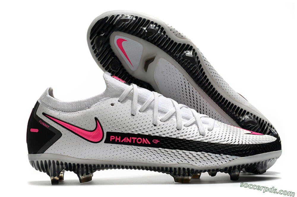 Nike Phantom GT Elite FG Low-Tops Football Boots - White/Black/Pink 1