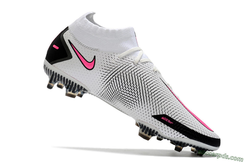 Nike Phantom GT DF Elite FG High-Tops Football Boots - White/Black/Pink 4