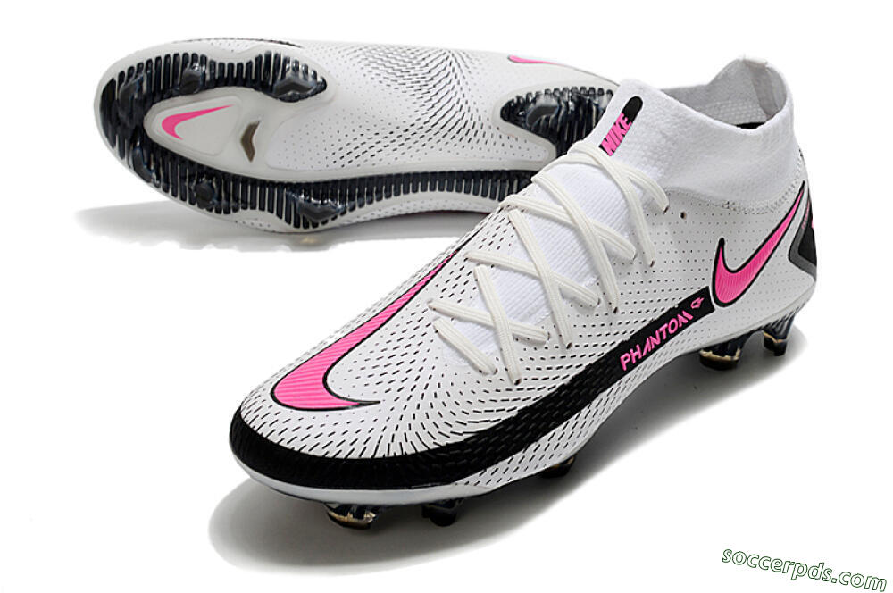 Nike Phantom GT DF Elite FG High-Tops Football Boots - White/Black/Pink 3
