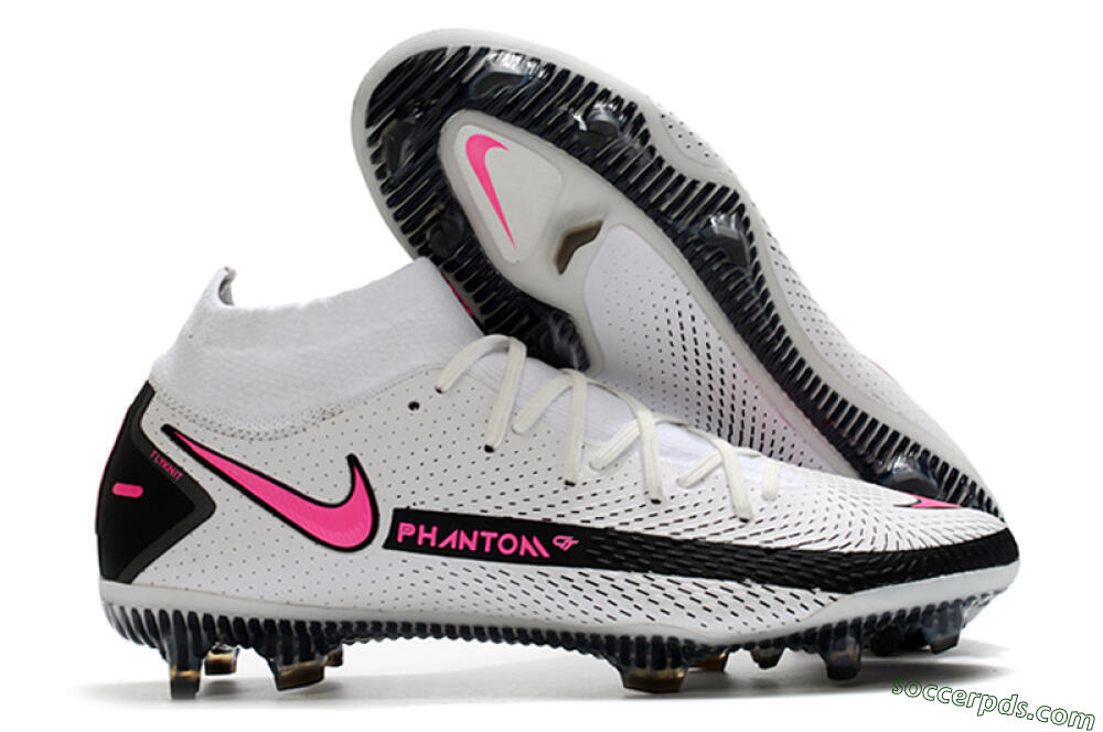 Nike Phantom GT DF Elite FG High-Tops Football Boots - White/Black/Pink 1