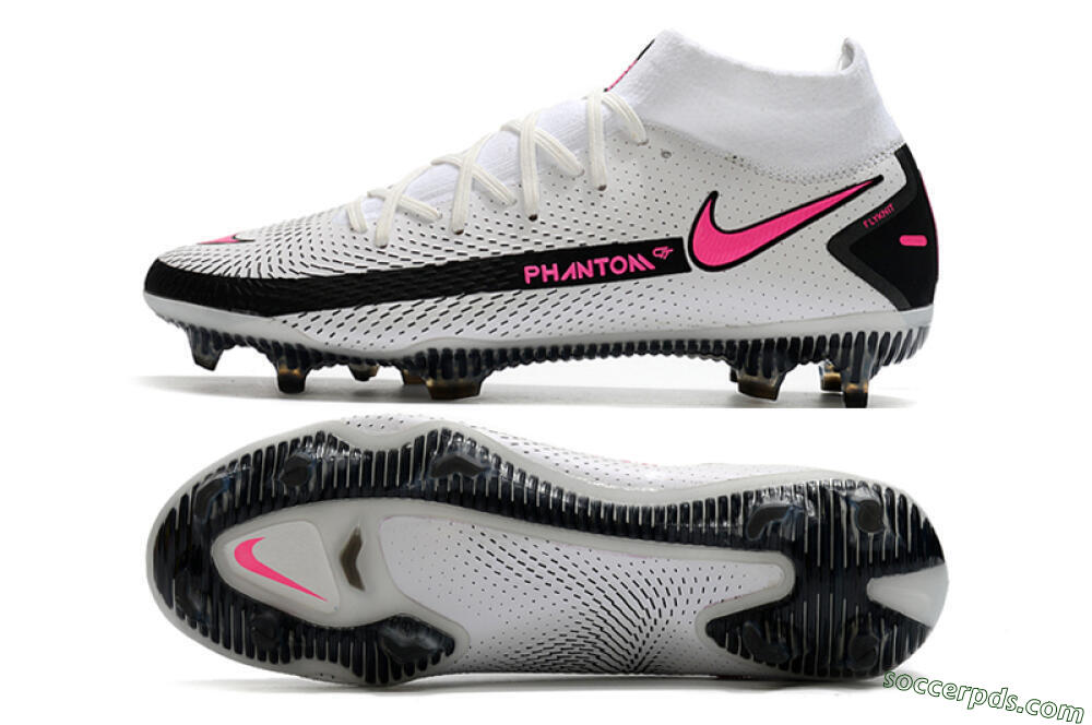 Nike Phantom GT DF Elite FG High-Tops Football Boots - White/Black/Pink 0