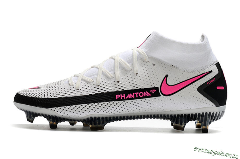 Nike Phantom GT DF Elite FG High-Tops Football Boots - White/Black/Pink 2