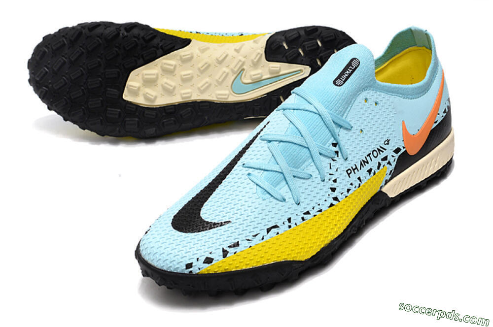 Nike Phantom GT Pro TF Low-Tops Football Shoes - Blue/Yellow/Pink 3