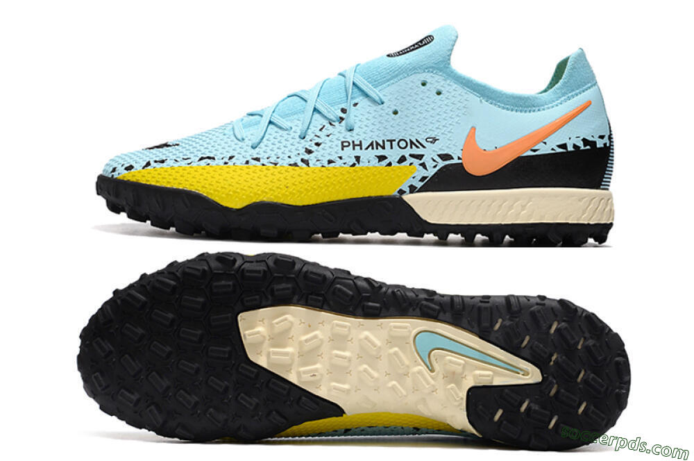 Nike Phantom GT Pro TF Low-Tops Football Shoes - Blue/Yellow/Pink 0