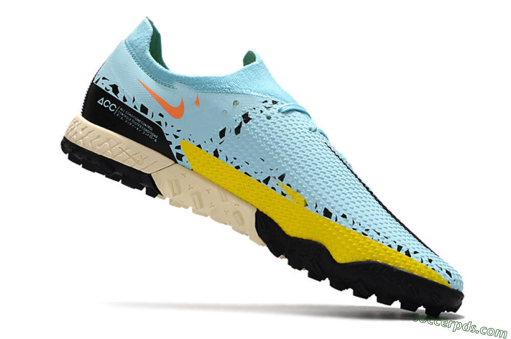 Nike Phantom GT Pro TF Low-Tops Football Shoes - Blue/Yellow/Pink 4