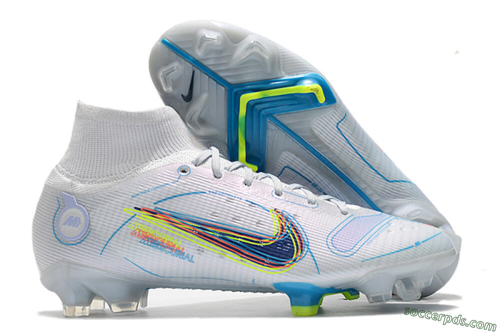 Nike Mercurial Superfly 8 Elite FG High-Tops Football Boots - White/Blue/Yellow 1