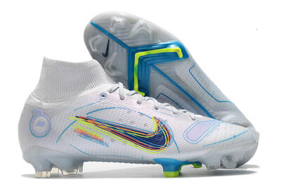 Nike Mercurial Superfly 8 Elite FG High-Tops Football Boots - White/Blue/Yellow