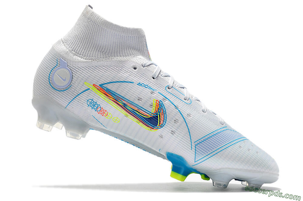 Nike Mercurial Superfly 8 Elite FG High-Tops Football Boots - White/Blue/Yellow 4