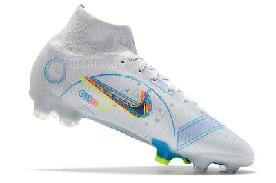 Nike Mercurial Superfly 8 Elite FG High-Tops Football Boots - White/Blue/Yellow
