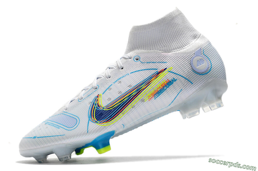 Nike Mercurial Superfly 8 Elite FG High-Tops Football Boots - White/Blue/Yellow 5