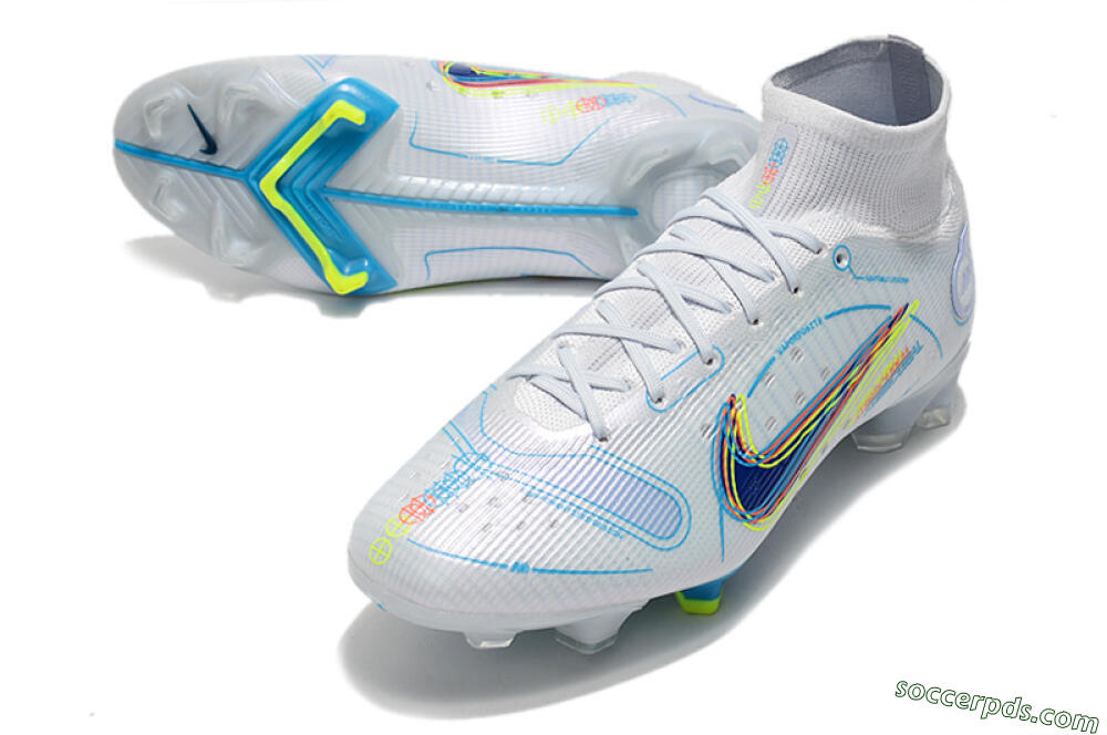Nike Mercurial Superfly 8 Elite FG High-Tops Football Boots - White/Blue/Yellow 3