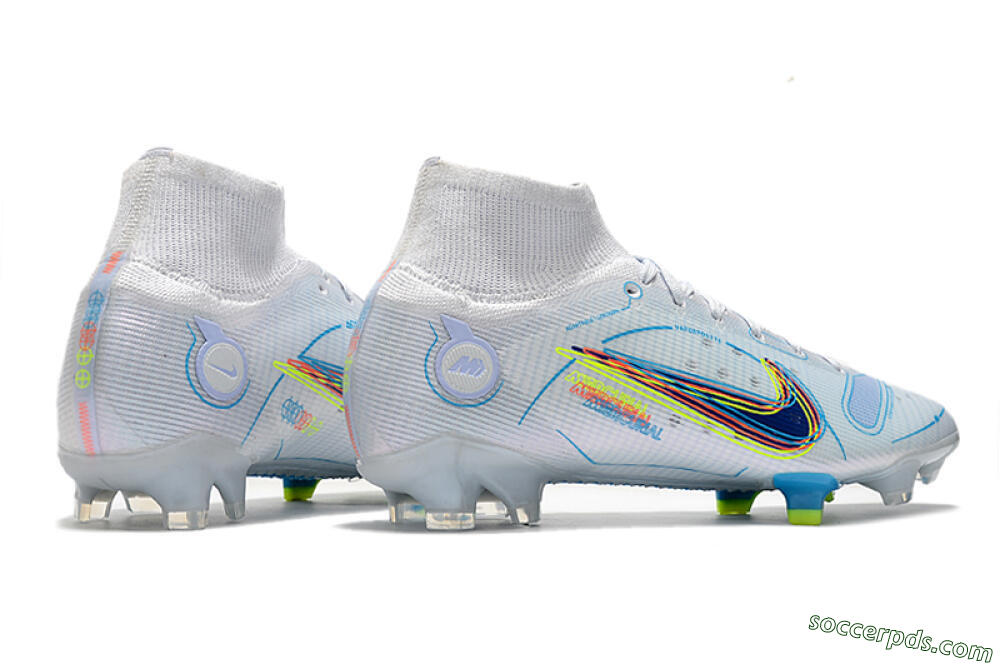 Nike Mercurial Superfly 8 Elite FG High-Tops Football Boots - White/Blue/Yellow 6