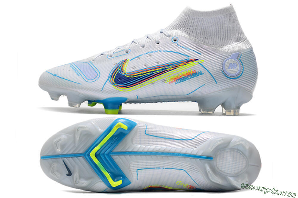 Nike Mercurial Superfly 8 Elite FG High-Tops Football Boots - White/Blue/Yellow 0
