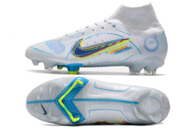 Nike Mercurial Superfly 8 Elite FG High-Tops Football Boots - White/Blue/Yellow
