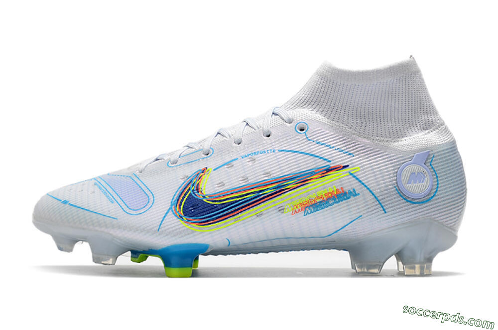 Nike Mercurial Superfly 8 Elite FG High-Tops Football Boots - White/Blue/Yellow 2