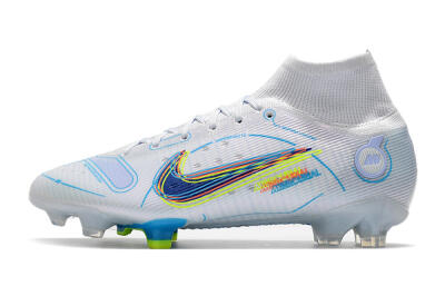 Nike Mercurial Superfly 8 Elite FG High-Tops Football Boots - White/Blue/Yellow