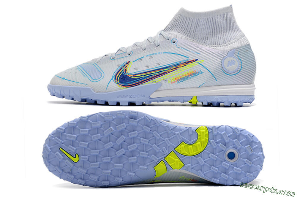 Nike Mercurial Superfly 8 Elite TF High-Tops Football Shoes - White/Blue/Yellow 0