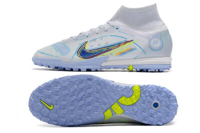 Nike Mercurial Superfly 8 Elite TF High-Tops Football Shoes - White/Blue/Yellow